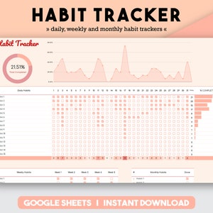 Habit Tracker | Goal Tracker | Habit Tracker Sheet | Habit Tracker Excel | Daily Habit Tracker | Weekly Habit Tracker | 30 Day Habit Tracker