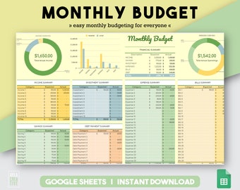Budget Spreadsheet Google Sheets Budget Budgeting Template Spreadsheet Template Financial Planner Income Tracker Monthly Budget Plan