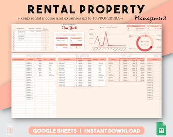 Verhuurderspreadsheet | Vastgoedspreadsheet | Huurinkomsten | Huurkosten | Huurtracker | Beheer van Airbnb-planner voor korte termijn verhuur