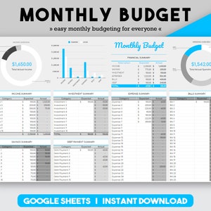 Monthly Budget Budget Spreadsheet Personal Finance Financial Planner Budget Template Budget Worksheet Bill Tracker Bill Calendar Budget