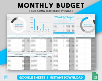 Monthly Budget Budget Spreadsheet Personal Finance Financial Planner Budget Template Budget Worksheet Bill Tracker Bill Calendar Budget