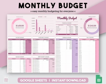 Budget Planner Budget Spreadsheet Financial Planner Personal Finance Budget Template Expense Tracker Digital Budget Excel Budget Excel