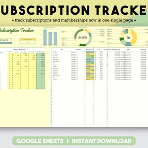 Subscription Tracker Membership Tracker Easy Budgeting Subscription Track Subscription Excel Subscription Membership Tracker Subscription