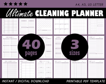 Cleaning Planner, Printable Planner, Cleaning Checklist, Cleaning Schedule, Weekly Cleaning, Cleaning Printable Weekly Planner, House Chores