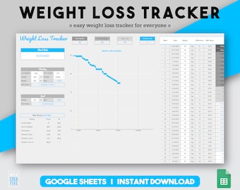 Weight Loss Tracker, Fitness Tracker, Workout Tracker, Calories Tracker, Calories Calculator, Goals Google Sheets, Weight Loss Excel