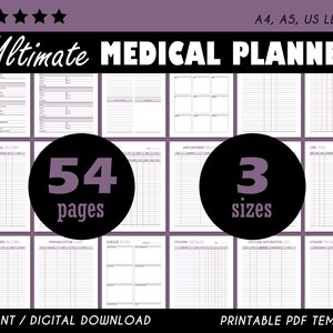Wellness Planner, Symptom Tracker, Medical Planner, Health Tracker, Appointment Tracker, Medical History Form, Medical İnformation, Medical