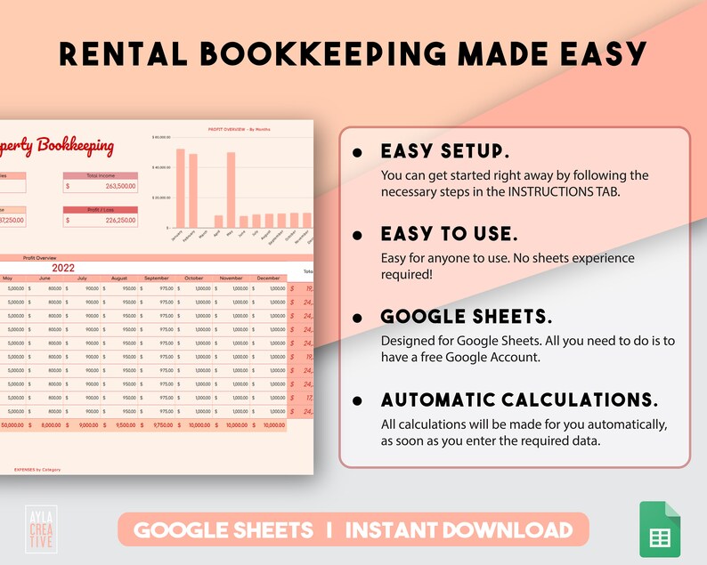 Printable Rental Bookkeeping Property Management | Airbnb Template | Rental Property | Rental Income ...