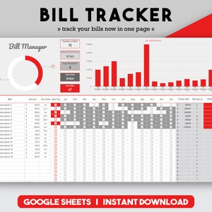 Bill Planner Bill Spreadsheet Bill Tracker Sheet Bill Tracker Monthly Bill Tracker Digital Bill Tracker Bill Payment Tracker