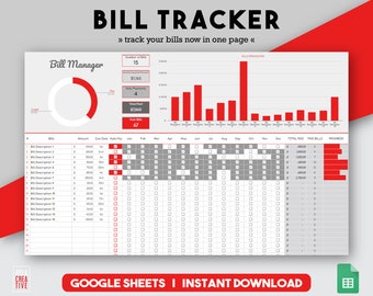 Bill Planner Bill Spreadsheet Bill Tracker Sheet Bill Tracker Monthly Bill Tracker Digital Bill Tracker Bill Payment Tracker