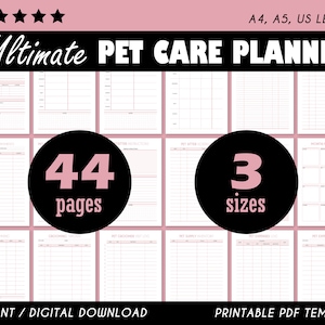 Dog Care Planner, Pet Health, Pet Planner, Printable Planner, Dog Lover Gift, Dog Tracker, Dog Walking, Pet Care Binder, Pet Sitter Notes