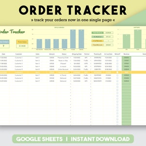 Order Tracker Order Tracking Shipping Tracking Sales Tracker Online Order Tracker Order Spreadsheet Etsy Seller Order Log Google Sheets
