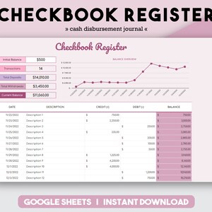 Digitales Scheckbuch Bill Tracker Zahlung Checkliste Ausgaben Tracker Finanzen Kalkulationstabelle Scheckheft Kreditkarte Kontostand Expense Log