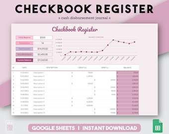 Digital Checkbook Bill Tracker Payment Checklist Spending Tracker Finance Spreadsheet Checkbook Register Credit Card Balance Expense Log