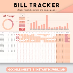 Bill Tracker | Expense Tracker | Budget Template | Personal Finance | Financial Planner | Bill Calendar, Monthly Bill Tracker