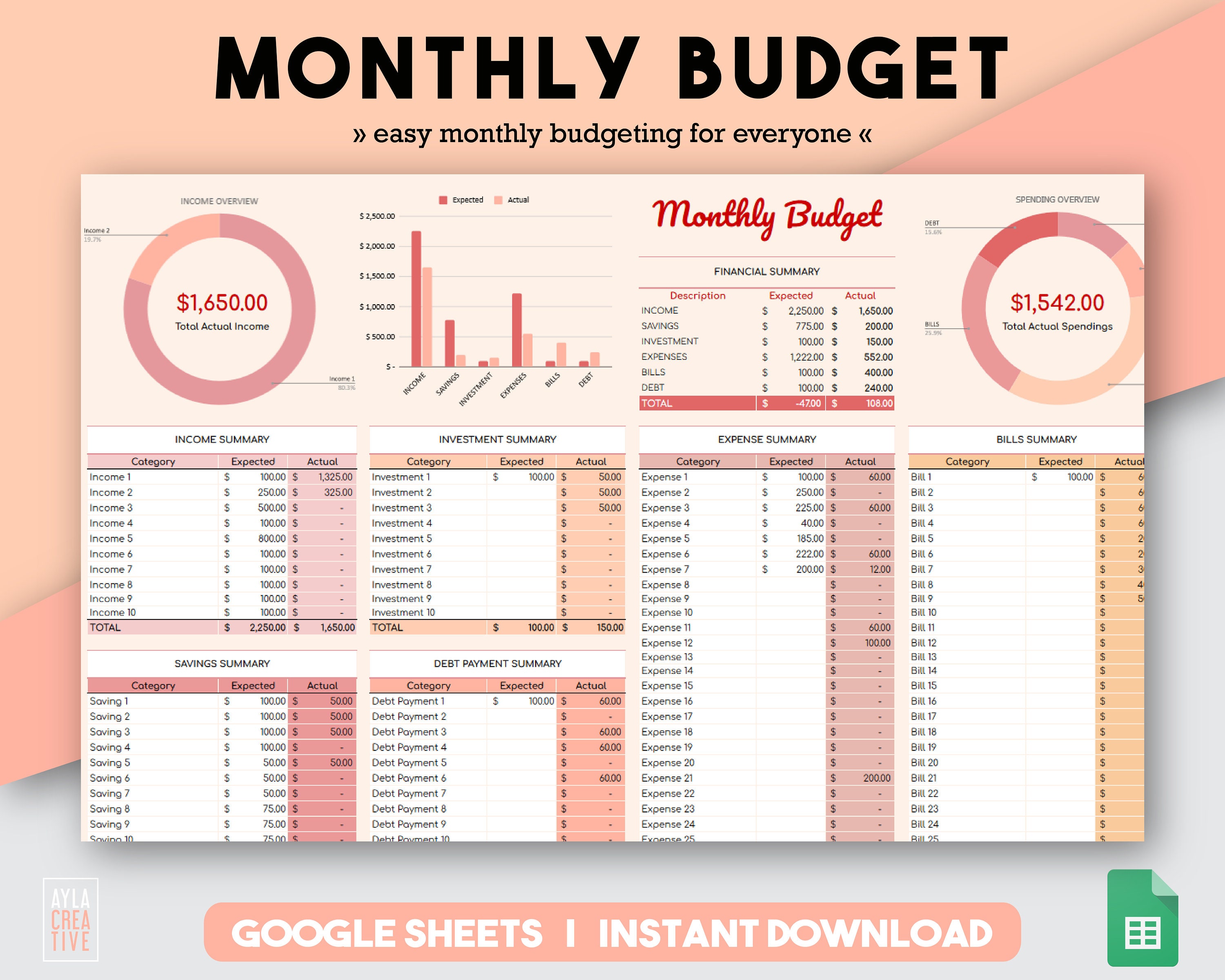 Monthly Budget Plan Budget Tracker Budget by Paycheck Monthly Planner ...