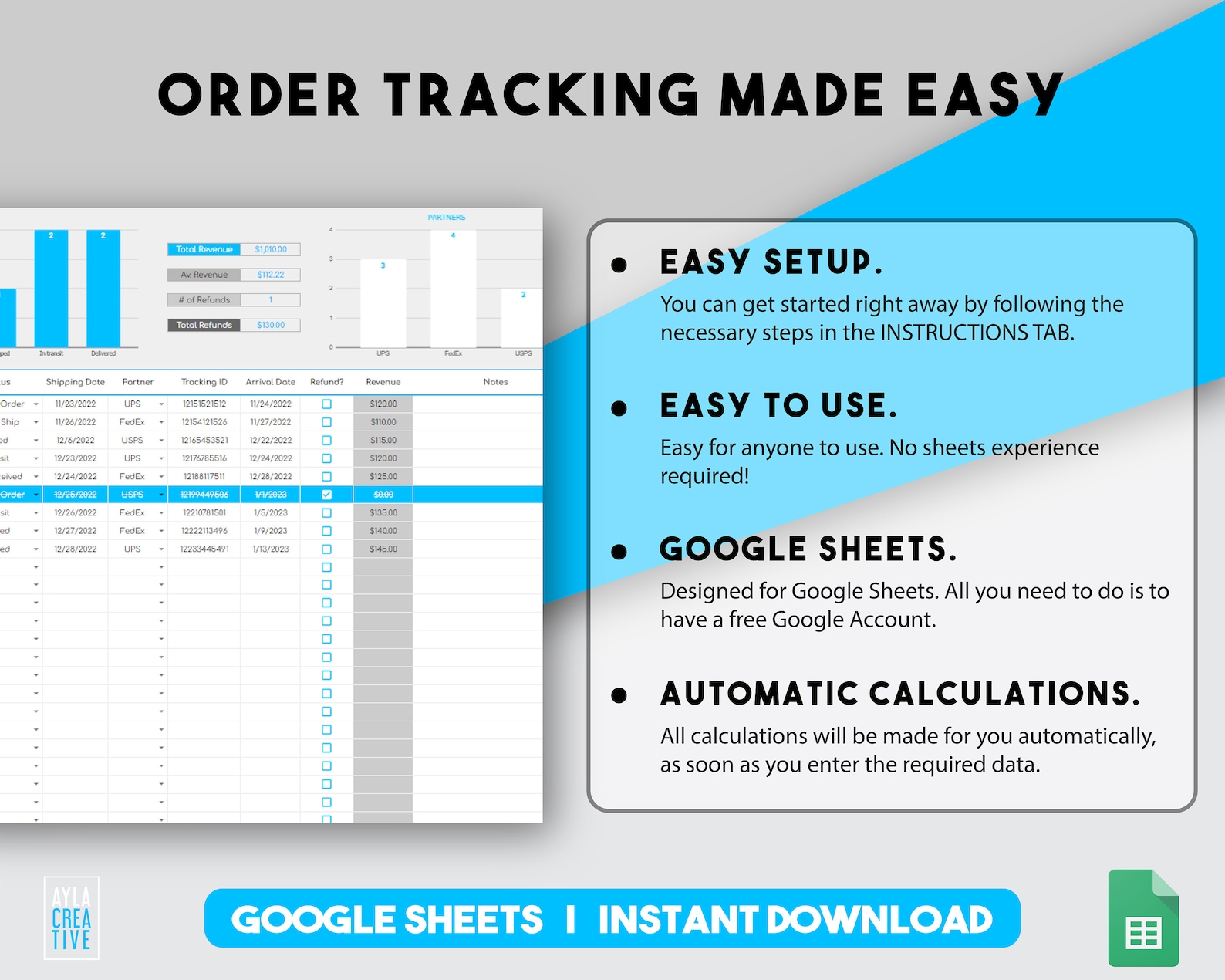 Order Log Order Tracking Google Sheets Spreadsheet Template Small ...