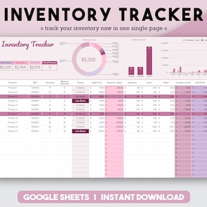 Inventory Tracker Inventory List Inventory Sheet Inventory Log Inventory Management Business Spreadsheet Bookkeeping Template Order Tracker