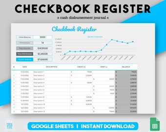Checkbook Register Check Book Register Check Register Book Bill Tracker Spending Tracker Finance Spreadsheet Google Sheets Transaction