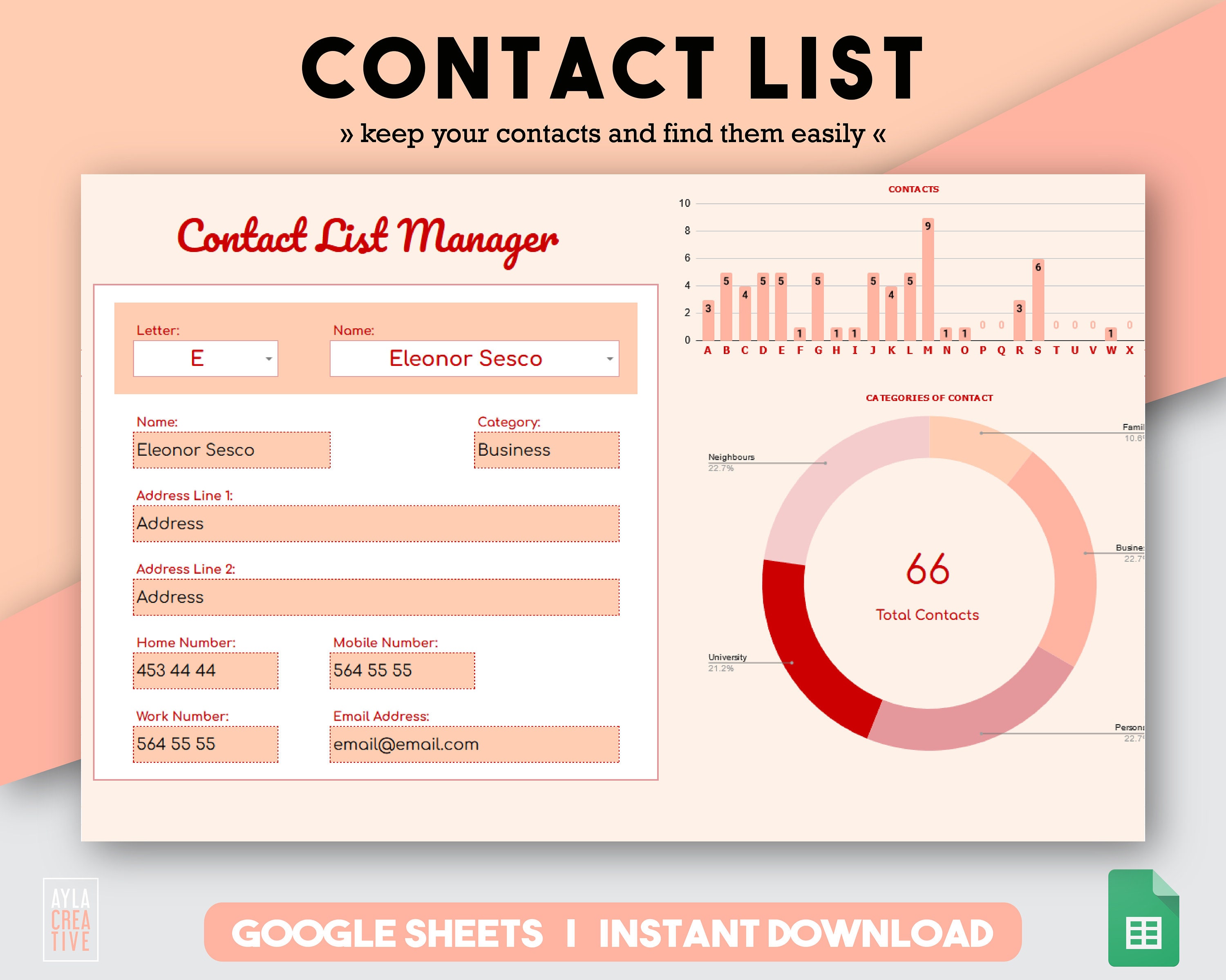 Contacts List | Contact Sheet | Address Book | Phone Book | Contact Page | Address Google Sheet | List Of Contacts | Client Tracker