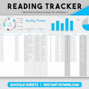 Reading Journal, Reading Log, Book Tracker, Digital Reading Log, Google Sheets Books, Book Log Template, Book Reading Tracker Book Organizer