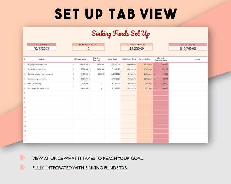 Sinking Funds | Funds Tracker | Sinking Fund | Savings Tracker ...