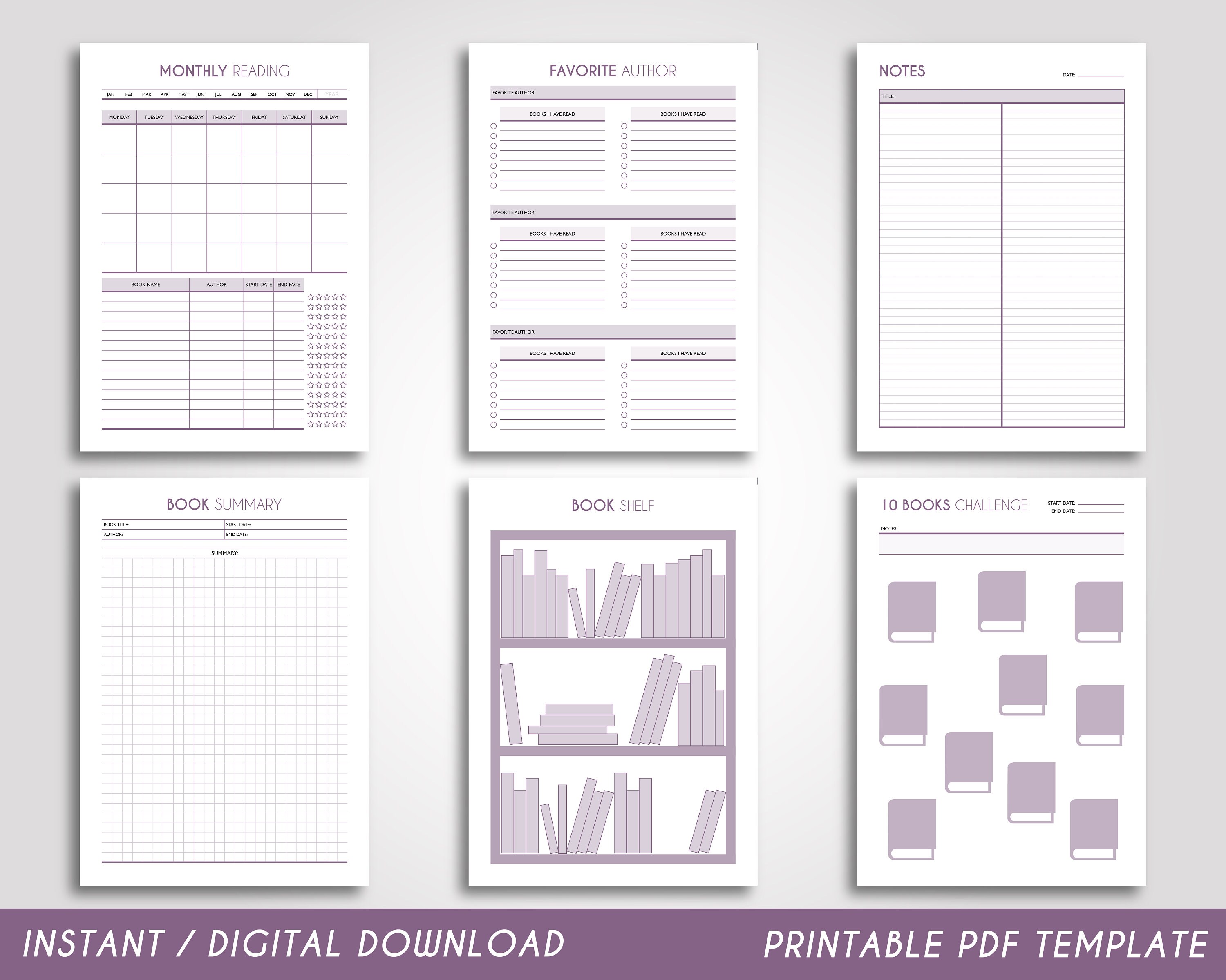 Book Planner, Reading Tracker, Digital Planner, Digital Prints, Reading ...