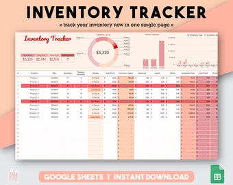 Lagerspårning | Företagsinventering | Lagerhantering | Materialinventering | Förnödenheter i Google Sheets | Produktkalkylblad