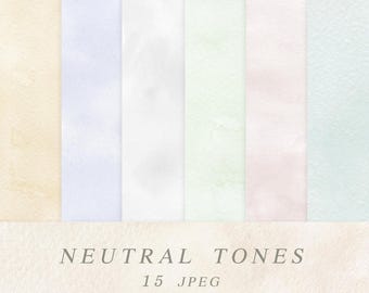Neutral watercolor background, earth tone digital paper, dusty rose background, beige, green, blue JPG image instant download, card making