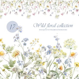 Aquarell Wildblumen Clipart, floralen Rahmen png, Aquarell Blumen, Wildblumen Muttertag Clipart, Blumenrahmen, digitale Blumenbilder