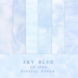 Sfondo acquerello azzurro, carta digitale celeste, sfondo acquerello, download immediato di immagini JPG, creazione di biglietti, scrapbooking