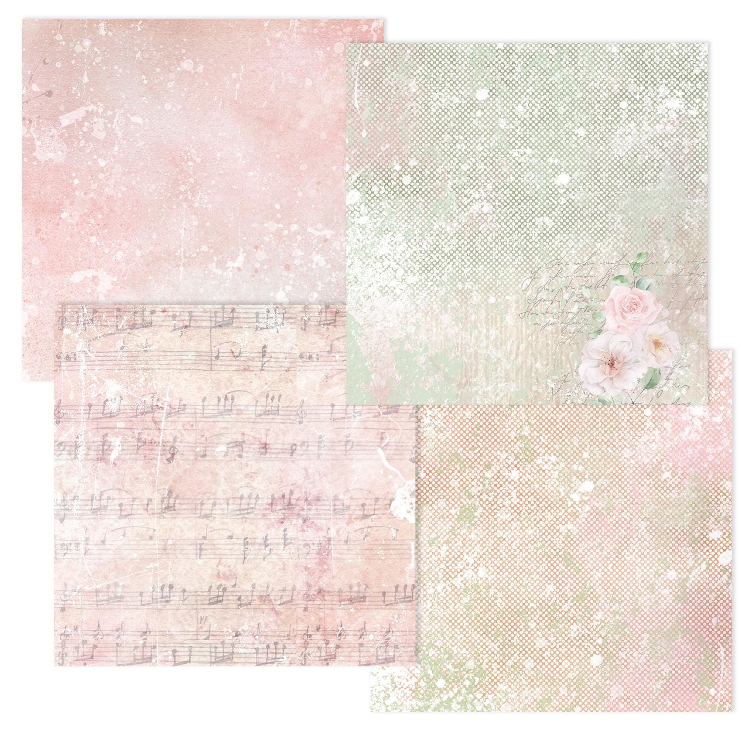Dusty Pink Floral Digital Paper | Blush Rose Scrapbook | Vintage Shabby ...