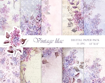 Pastel purple watercolor floral background beige digital paper pack lilac wedding scrapbook paper printable backgrounds digital supplies