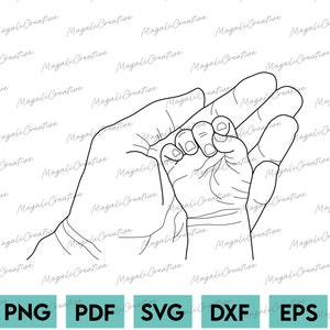 Baby hand in adult hand - SVG DXF PNG - ouder Cricut papa mama liefde - Babyhand svg png - cricut png svg snijbestand - moederliefde clipart