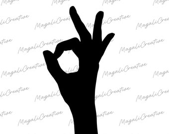 Okay Hand Sign SVG, Dxf, Pdf, PNG, Eps. Instant Download. OK Hand sign Cricut design. Digital design Okay hand sign, cuttable Ok hand design