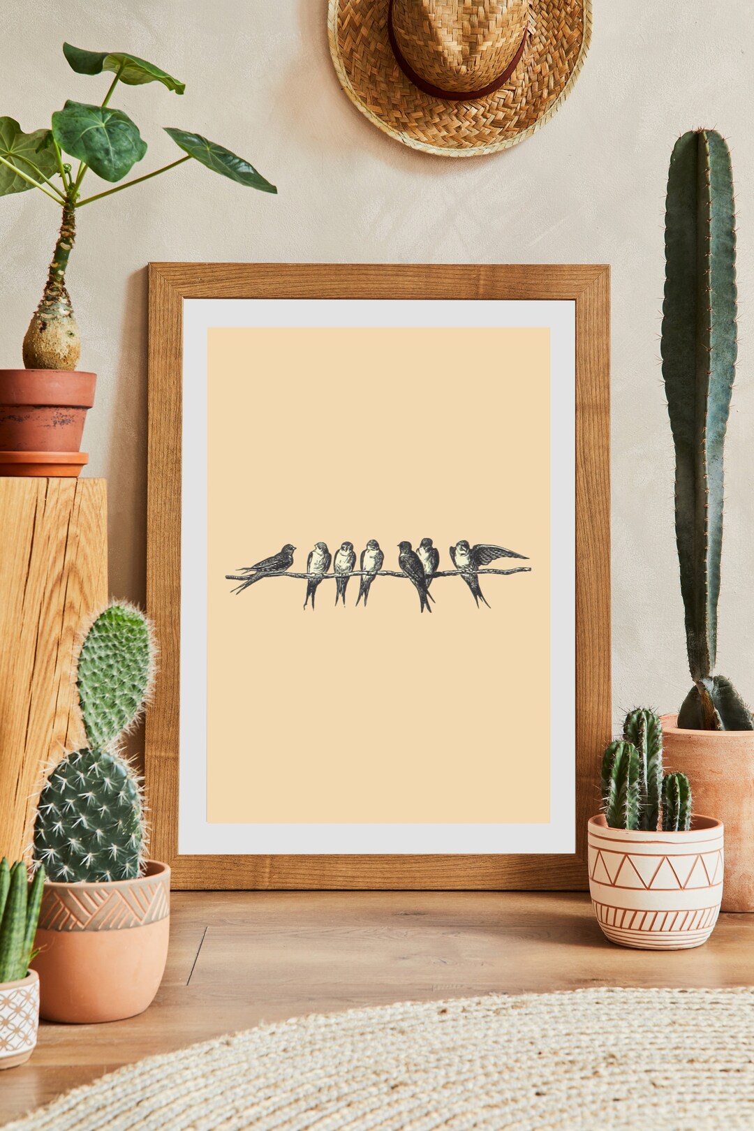 Birds Wall Art, Printable Beige Wall Art, Minimalist Abstract Poster ...