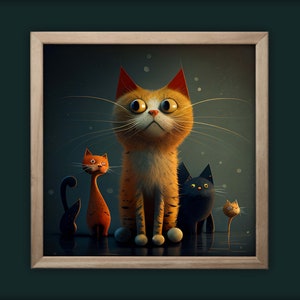 Aspetta, cosa? - Crazy Cat - Illustrazione ad alta risoluzione generata dall'intelligenza artificiale con dettagli dipinti a mano - Digital Wall Art Illustrazione per bambini