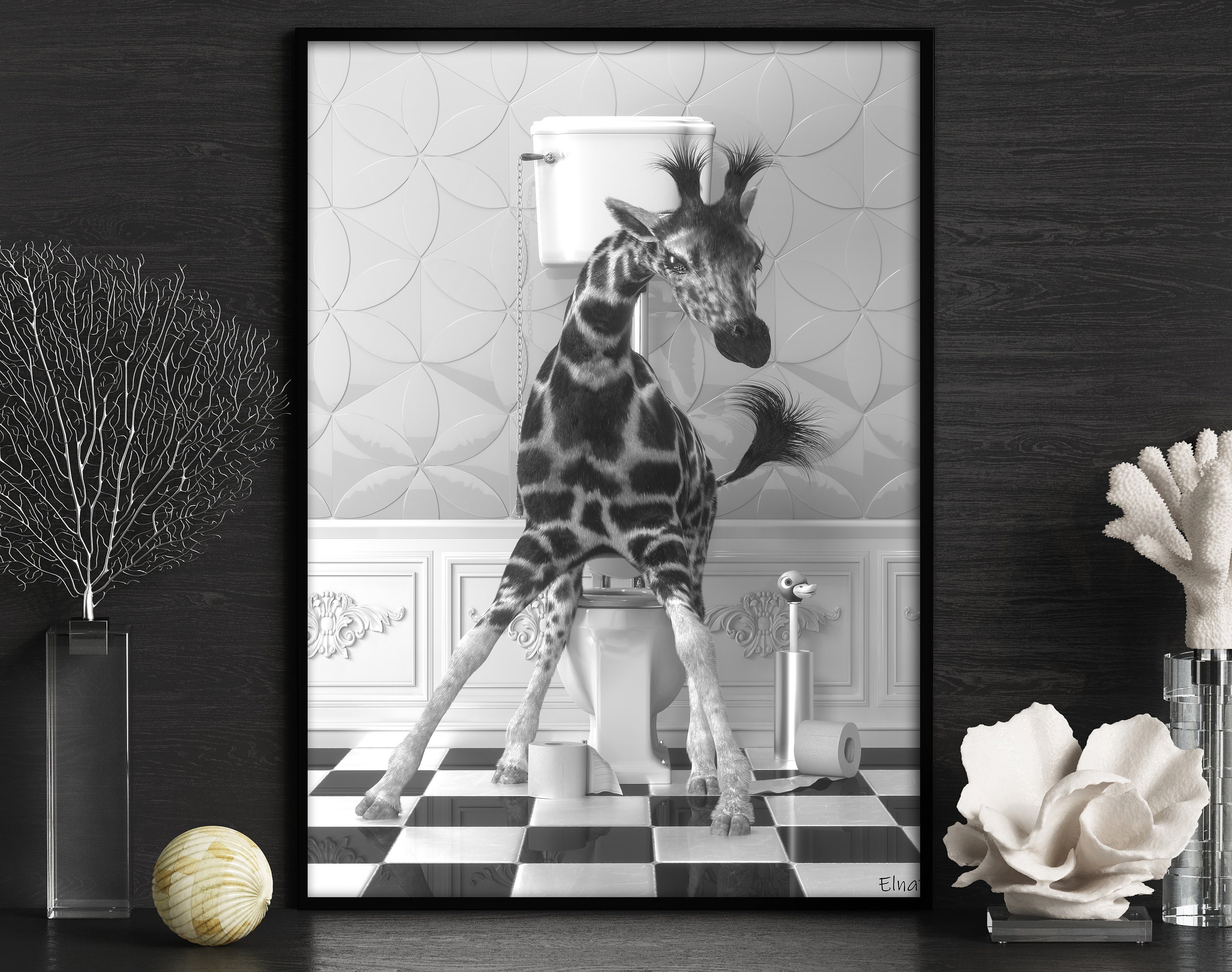 Giraffe in the Toilet Wall Art Giraffe Photo Giraffe Art Etsy Canada