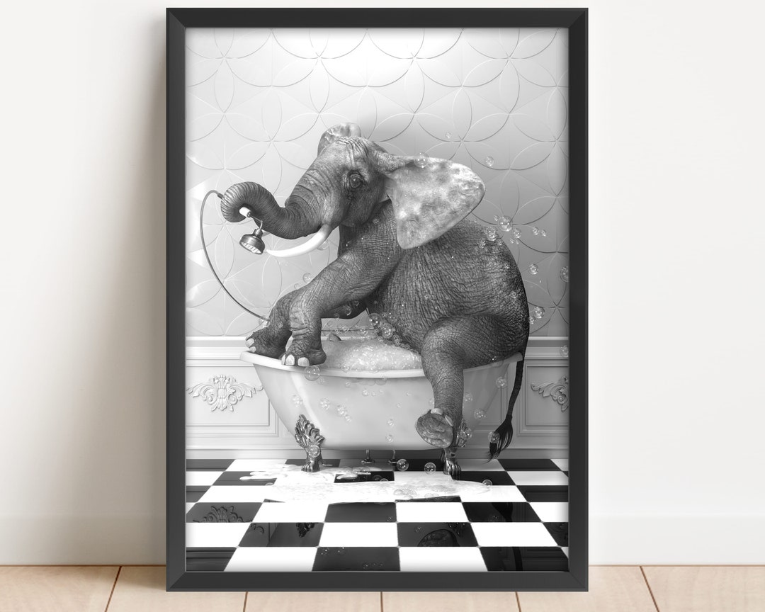 Elephant in the Bathtub Wall Art Elephant Photo Elephant Etsy