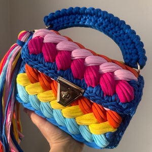 Multicolor Custom Made Bag/Colorful Crochet Bag/Luxury Crochet Bag/Hand Woven Bag/Handmade Women&#39;s Bag/Cute Shoulder Bag