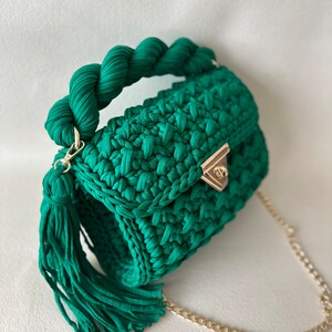 Handmade Bag,Green Knit Crossbody Bag, Bag for Women, Crochet Luxury Bag, Women Handbag, Shoulder Bag, Women Knit Bag, Crochet Purse
