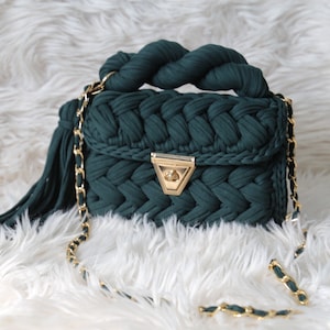 Green Crochet Luxury Bag, Crossbody Bag, Bag for Women, Crochet Purse, Women Handbag, Shoulder Bag, Women Knit Bag, Handmade Bag