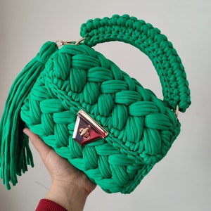 Green Shoulder Bag, Handmade Bag,Crochet Women Bag, Handmade Women Purse, Knit Bag, Crossbody Bag, Luxury Bag, Bag for Women, Crochet