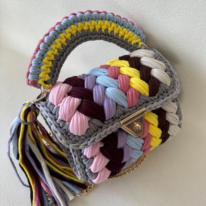 Crochet Luxury Bag, Bag for Women,Multi Color Bag, Crossbody Bag, Women Knit Bag, Crochet Purse, Handmade Bag, Shoulder Bag, Women Handbag