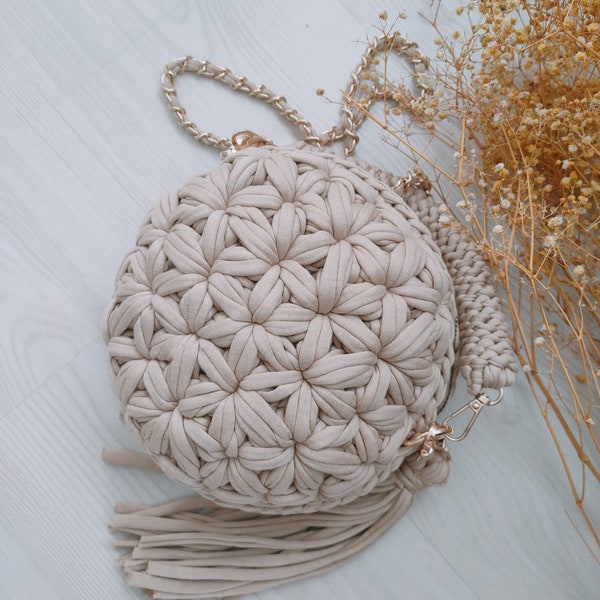 Macaron Bag/Handmade Bag/Hand Woven Bag/Crochet Bag/Knitted Bag/Beige Bag/Designer Bag/Luxury Bag/Shoulder Bag/Luxury Bag/Women's Bag