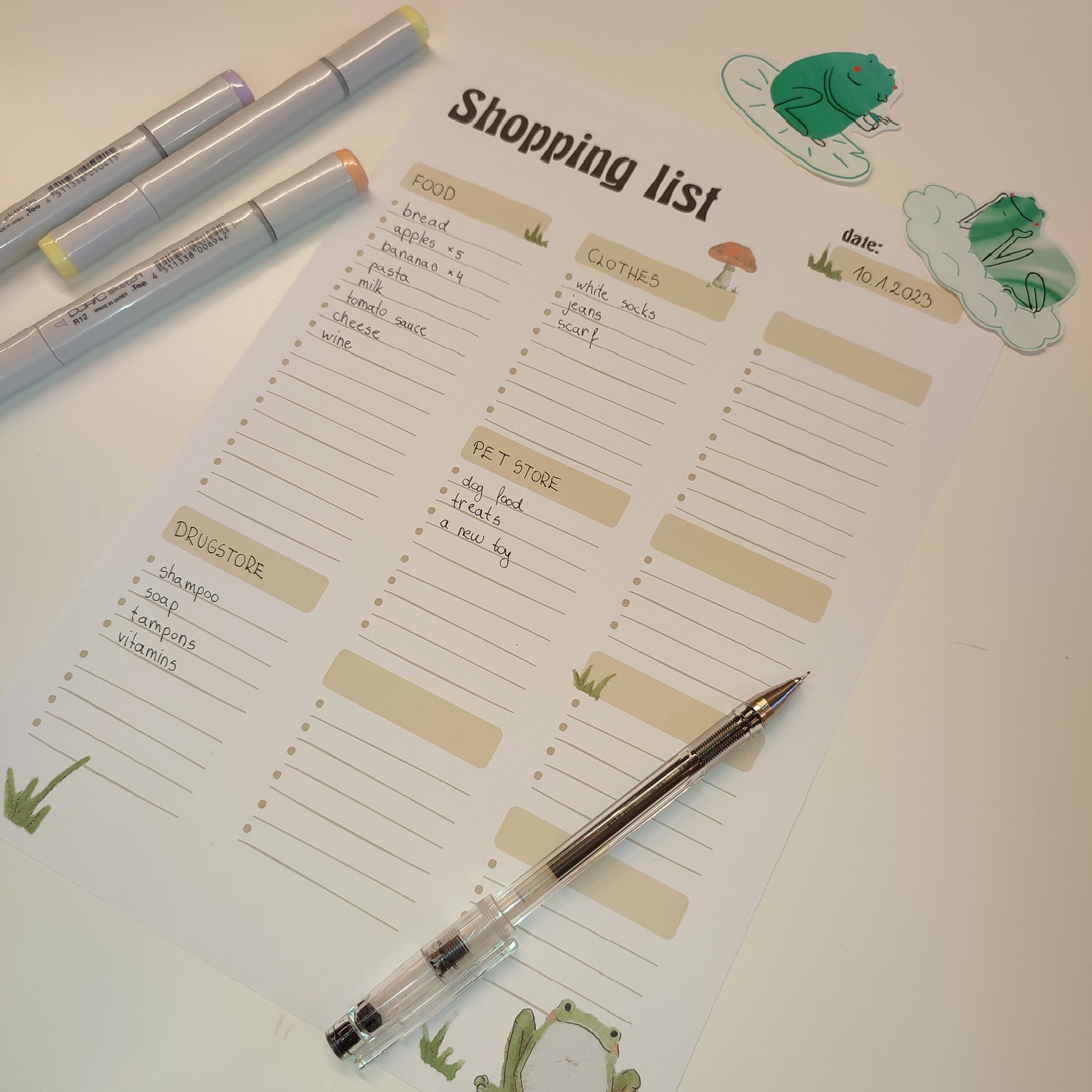 Printable Shopping List / Cute Grocery Planning / Illustrated Grocery ...