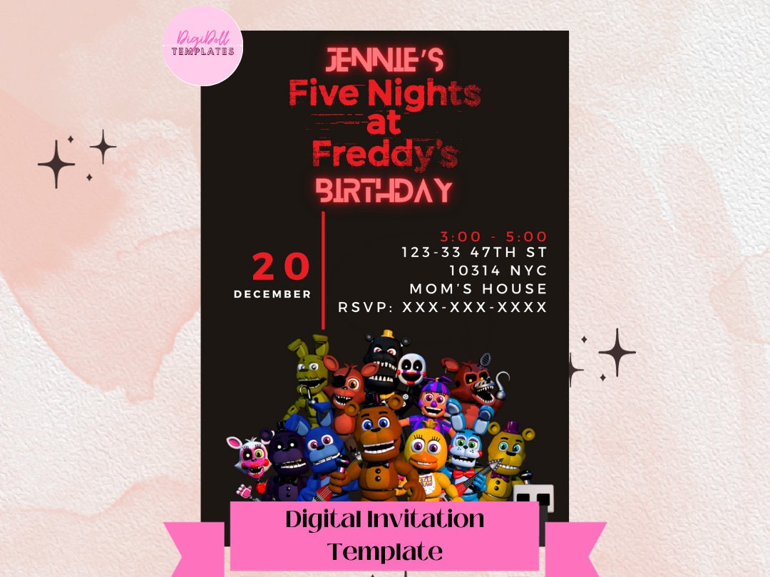 Editable Five Nights at Freddy's Themed Neon Vertical - Etsy
