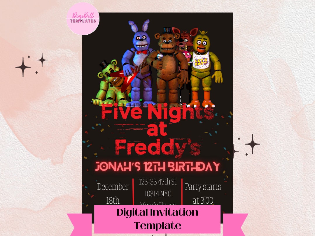 Editable Five Nights at Freddy's Themed Neon Vertical - Etsy