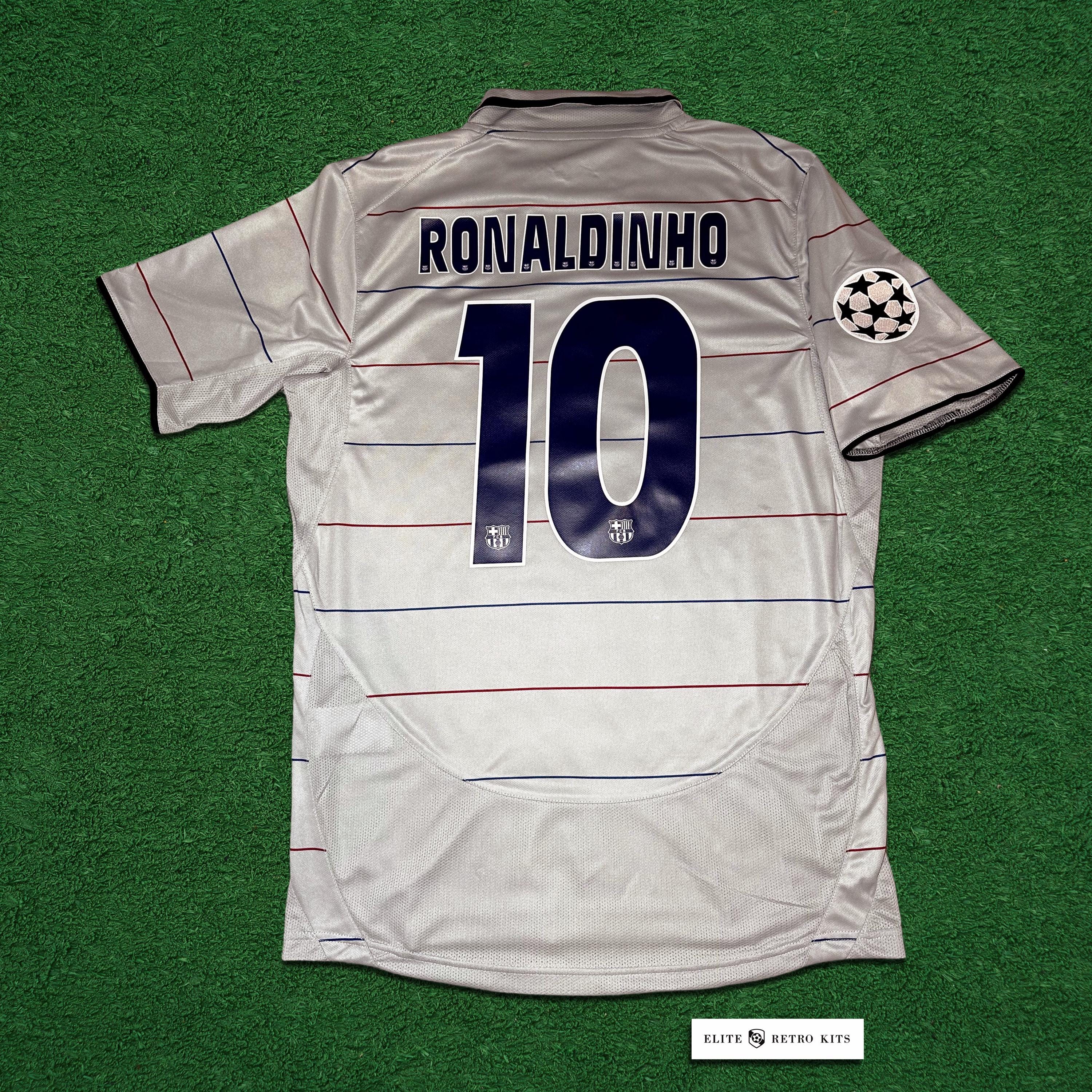 Retro Barcelona 2003/04 RONALDINHO #10 Away Gray Shirt