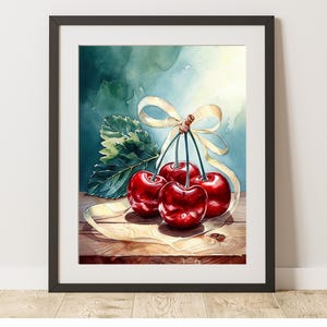 Cherry Digital Print,Cherry Wall Art, Cherry Painting,Cherry Art Print,Red Cherries,Fruit Wall Art,Fruit Art Prints,Cherries Art Print