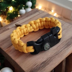Handmade Yellow Paracord Rope Bracelet, Men&#39;s Jewelry, Military Gift,Unique Men Gift